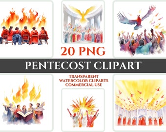 Pentecost Clipart PNG Watercolor Bundle Christian Clipart Abstract Digital Image Transparent Holy Spirit Clipart Sublimation Sunday Wallart