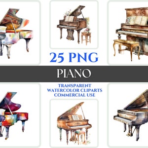 Sublimación Piano Acuarela Clipart Retrato Ilustración Instrumento Musical PNG Vibrante Archivo de Imagen Dinámica Digital Arte de Pared Abstracto