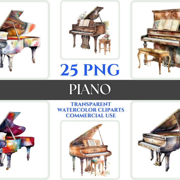 Sublimation Piano Watercolor Clipart Portrait Illustration Musical Instrument PNG Vibrant Digital Dynamic Image File Abstract Wall Art