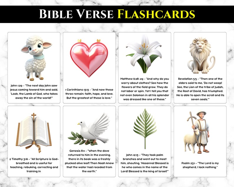 Christian Flashcards: Montessori Bible Verse Cards (digital Download