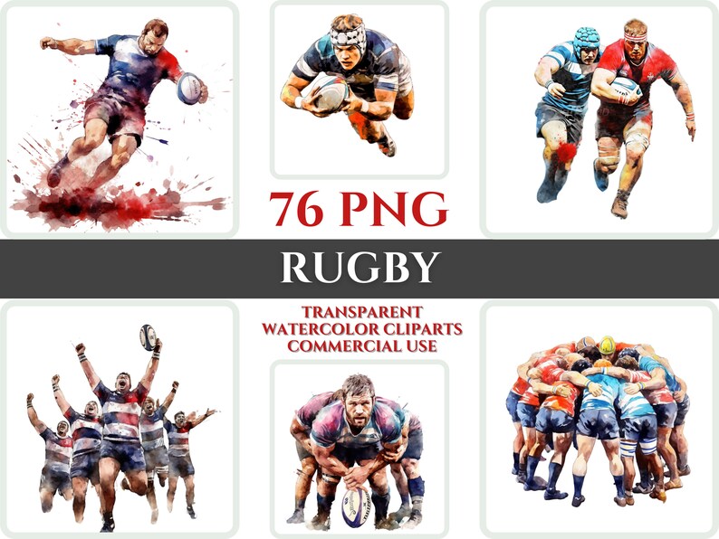 Watercolour Rugby Posts Watercolor Rugby Clipart Bundle: 76 PNG Images (digital Download) - Etsy