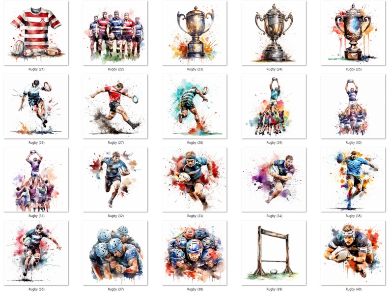 Watercolour Rugby Svg Watercolor Rugby Clipart Bundle: 76 PNG Images (digital Download) - Etsy