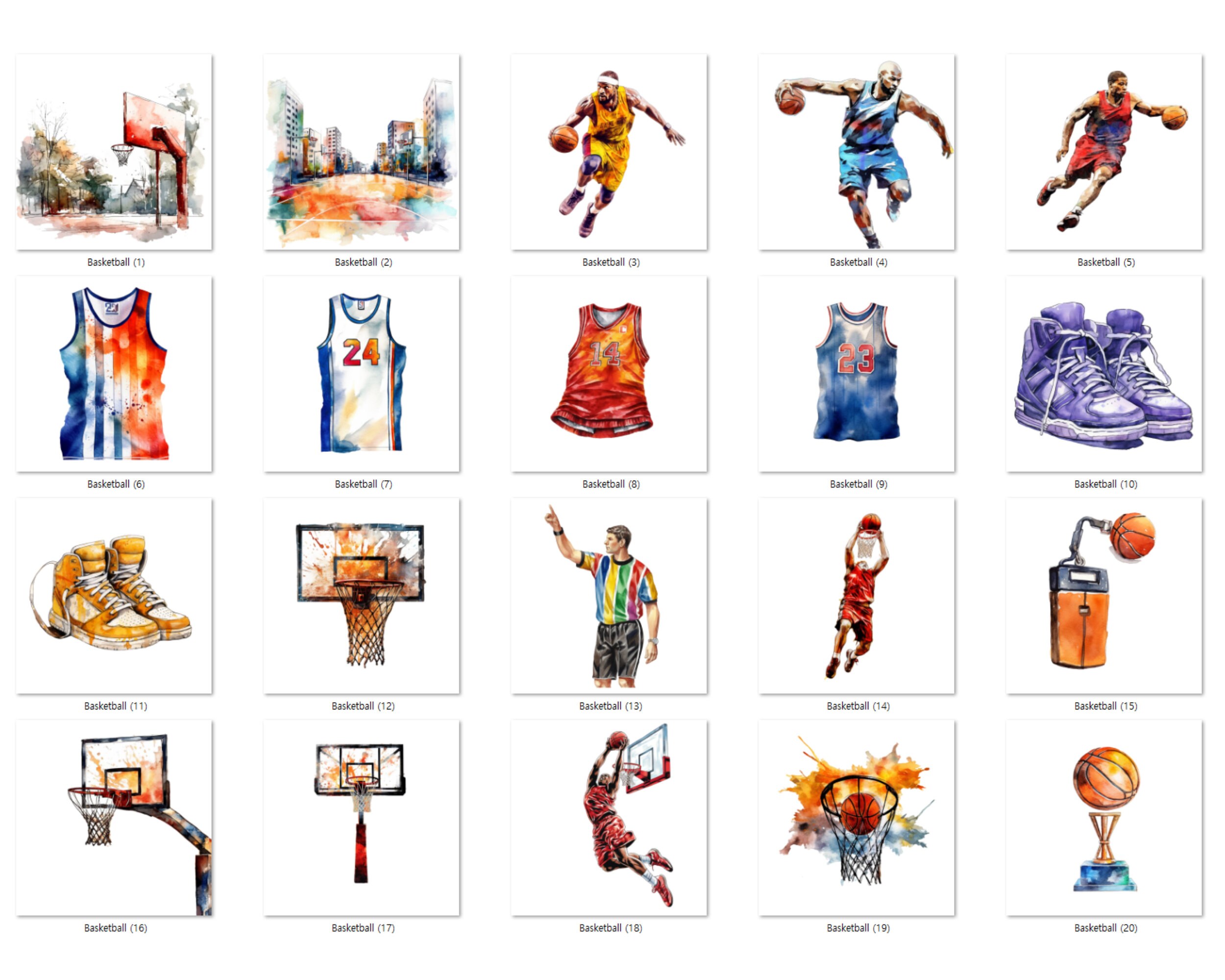 Watercolor Basketball Clipart Bundle, Sport PNG (digital Download) - Etsy