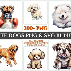 Lindo perro cara paquete adorable cachorro imprimible clipart digital artesanía animal SVG mascota amante raza acuarela PNG ilustración regalo idea arte