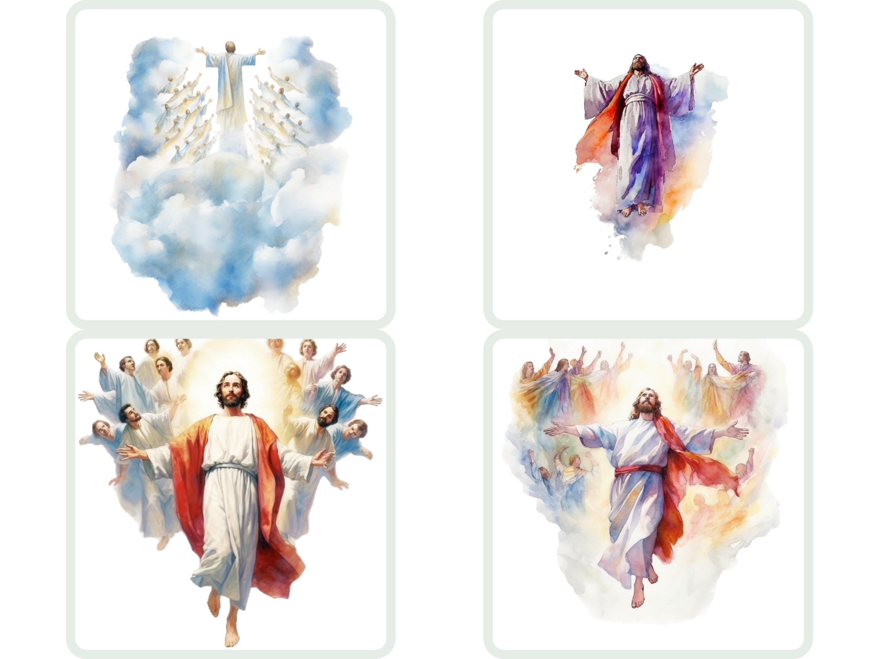 Ascension of Jesus Clipart PNG Watercolor Bundle Christian Clipart ...