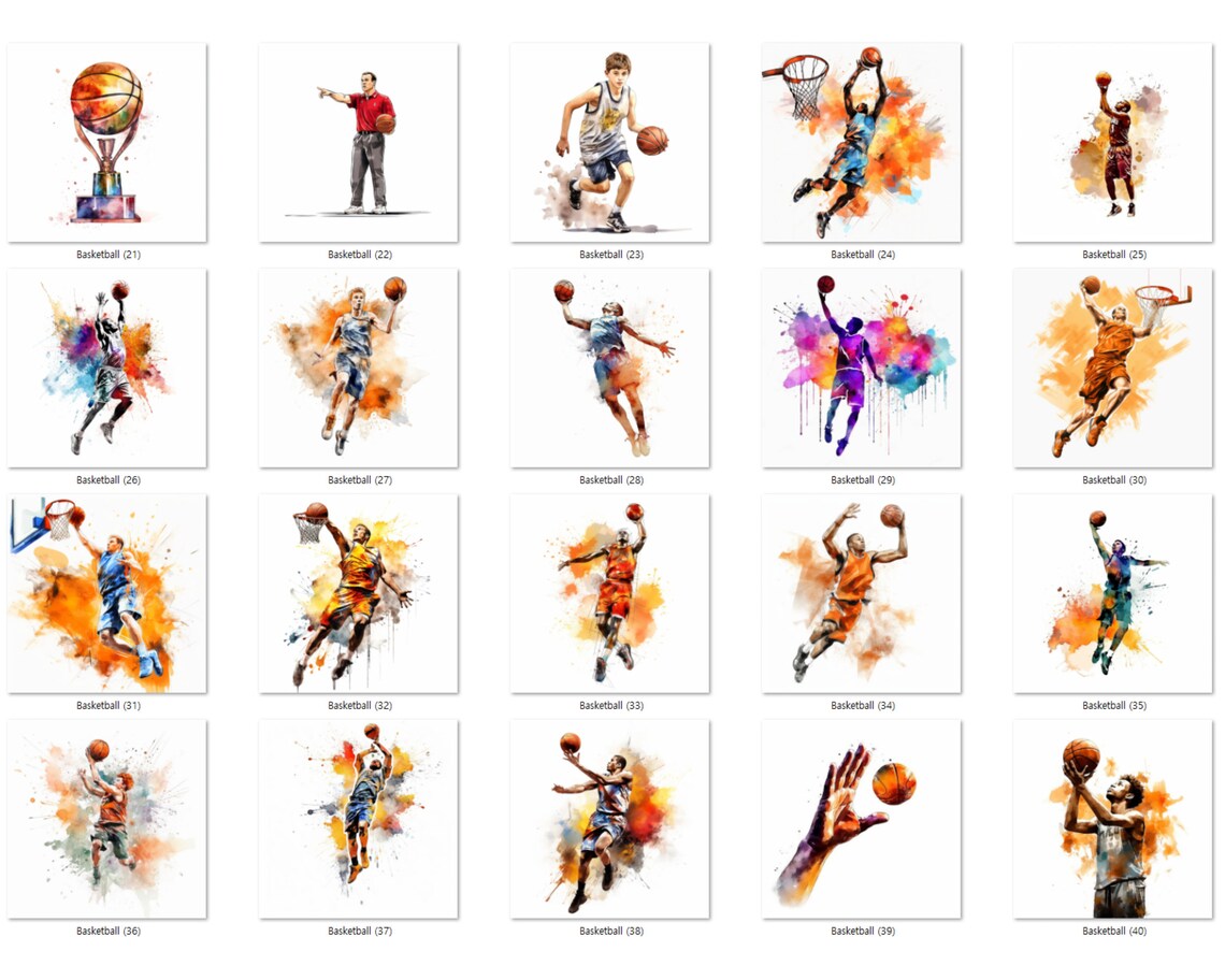Watercolor Basketball Clipart Bundle, Sport PNG (digital Download) - Etsy