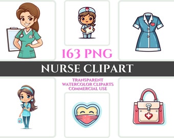 Clipart per infermieri / Set di icone mediche (download digitale PNG)