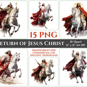 Terugkeer van Jezus PNG 3D Clipart Bundel Christian Tote tas ontwerp Kerstkaart Christus Poster Modern Wall Art Bijbel Homeschool Lord Portrait