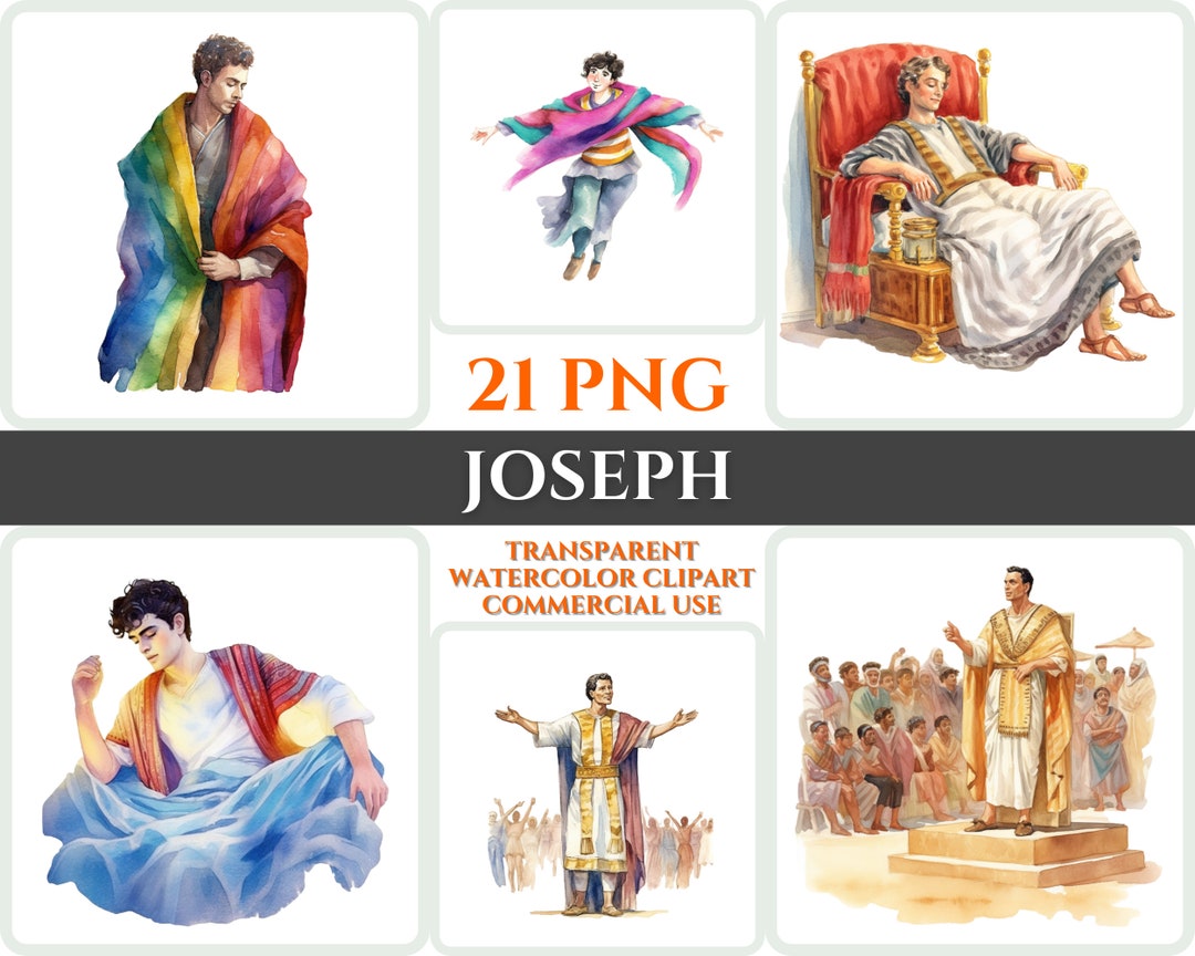 Joseph the Dreamer Watercolor Clipart Bundle, Christian PNG (digital ...