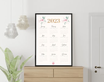 2023 Printable Calendar, Letter size 42*59,4 cm, PDF
