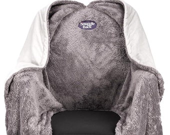 Manta original para silla de oficina de SnuggleBack: cómoda manta que se adhiere para mayor calidez. Diseño gris con pelo de sherpa.