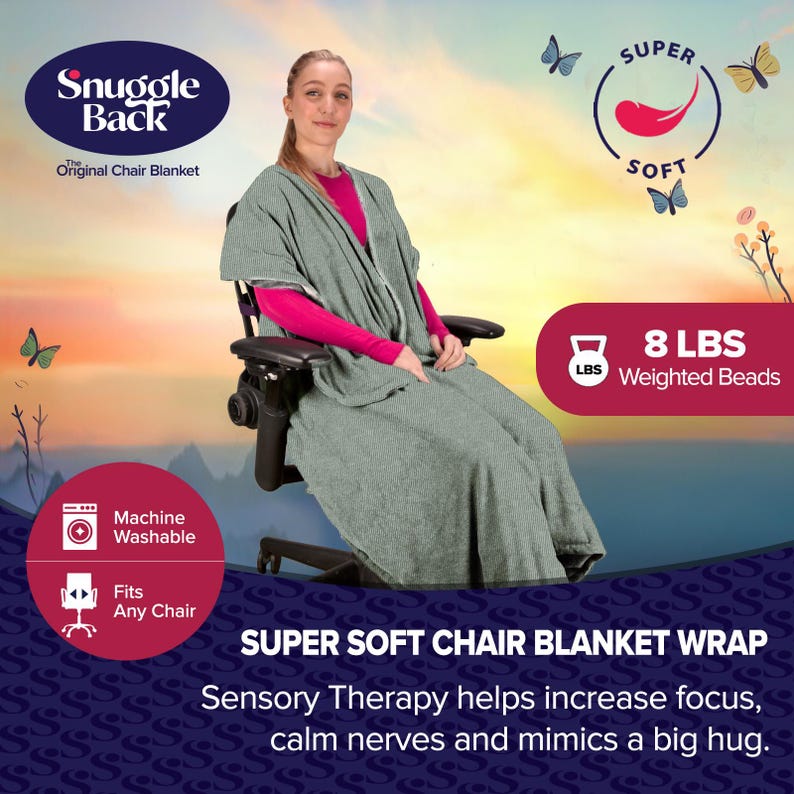Weighted Office Chair Blanket: Sage Sherpa Fleece, Convenient Warmth image 2