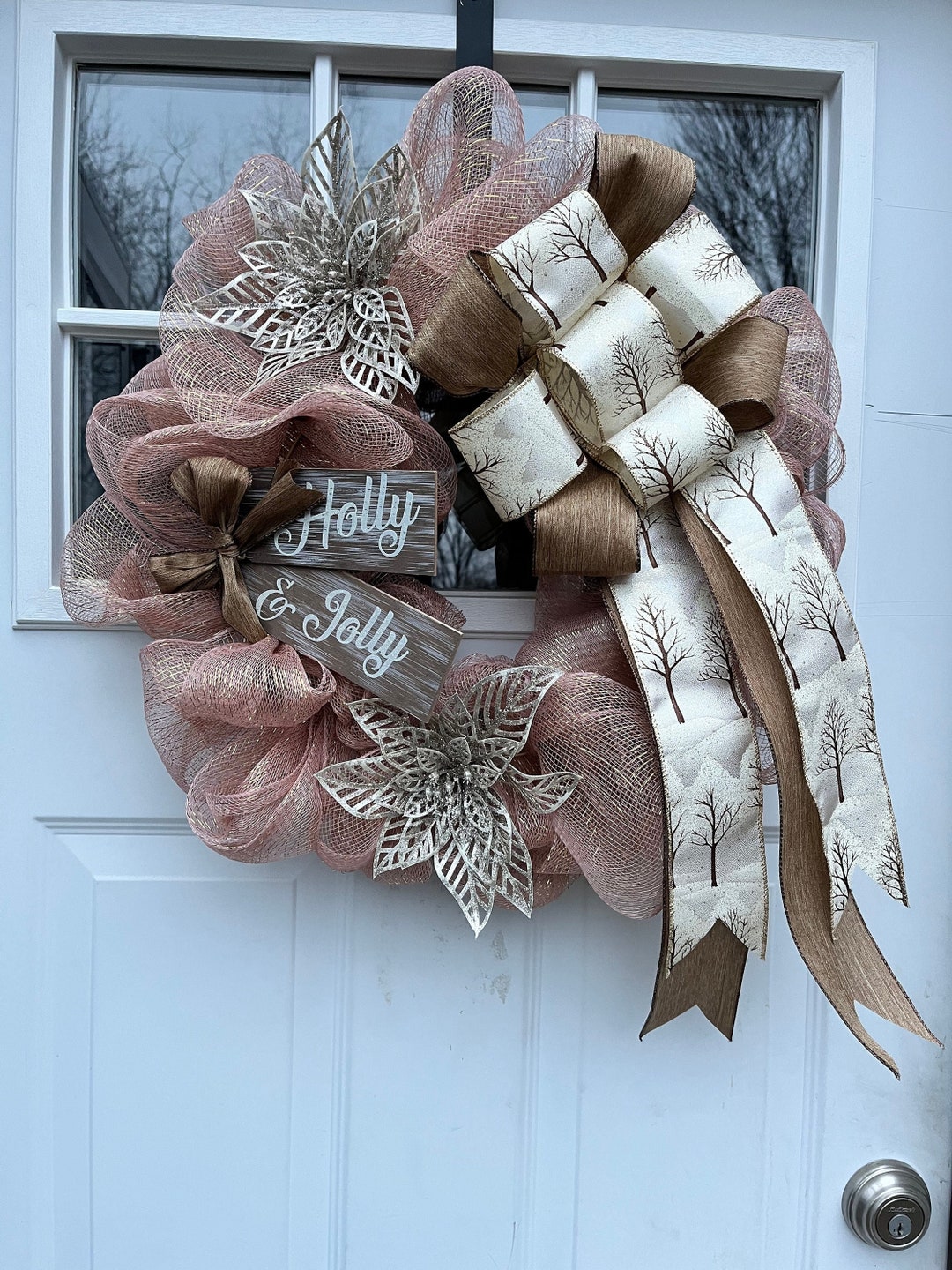 Rose Gold Wreath Sparkly Wreath Glitter Wreath Classy Etsy
