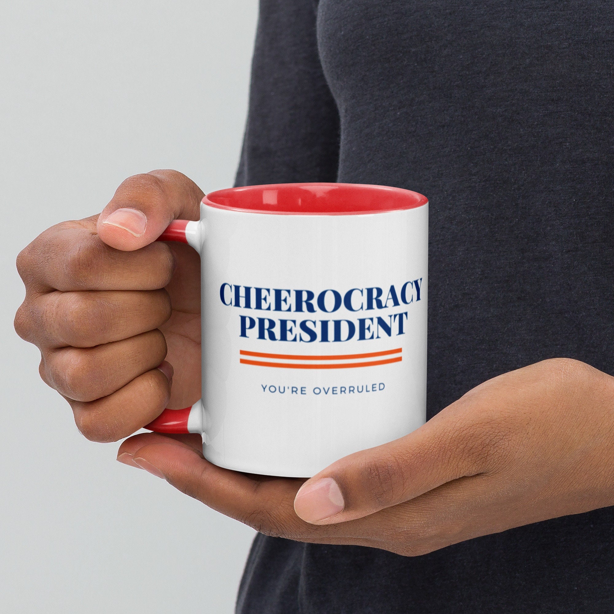 Cheerocracy President White Glossy Mug with Color Lining (Red, Blue)