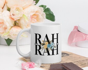 Floral Rah Rah White Glossy Mug