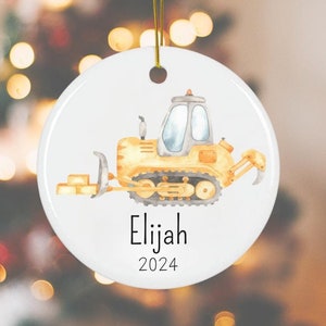 Personalized Construction Ornament - Bulldozer Ornament, Little Boy Christmas Ornament, Holiday Tree Decoration, Kids Keepsake, Gift for Son