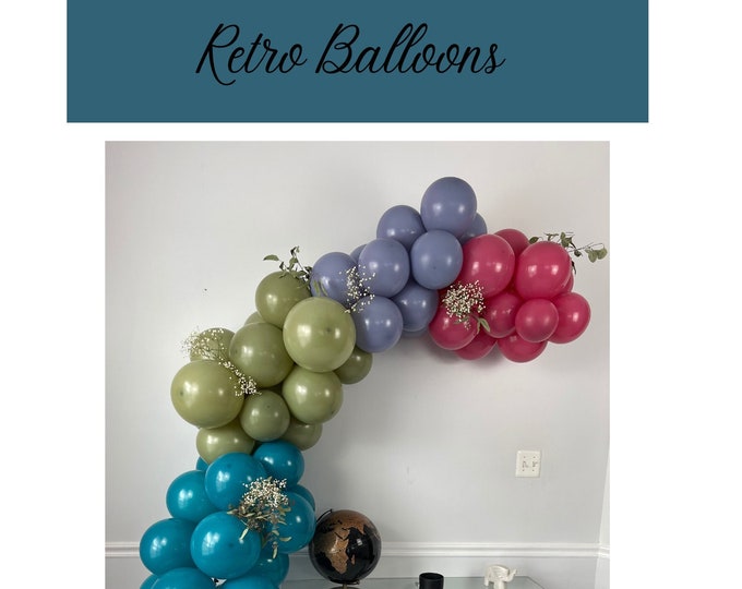 50 Pack Retro Colored Balloons | Event Decor | Party Balloons | Birthday Party | Weddings | Anniversary