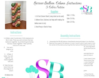 Narrow Balloon Column  Instruction- 3 Colors  | Tutorial | Step by Step Plan | Beginner Friendly