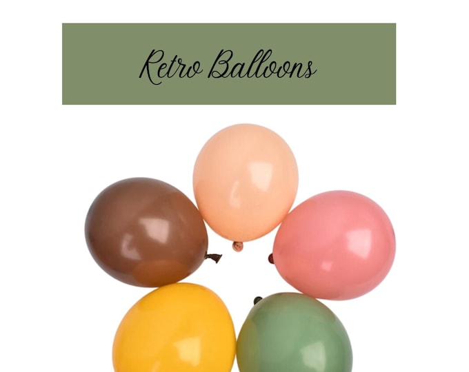 25 Pack Retro Colored Balloons  | Event Decor | Party Balloons | Birthday Party | Weddings | Anniversary