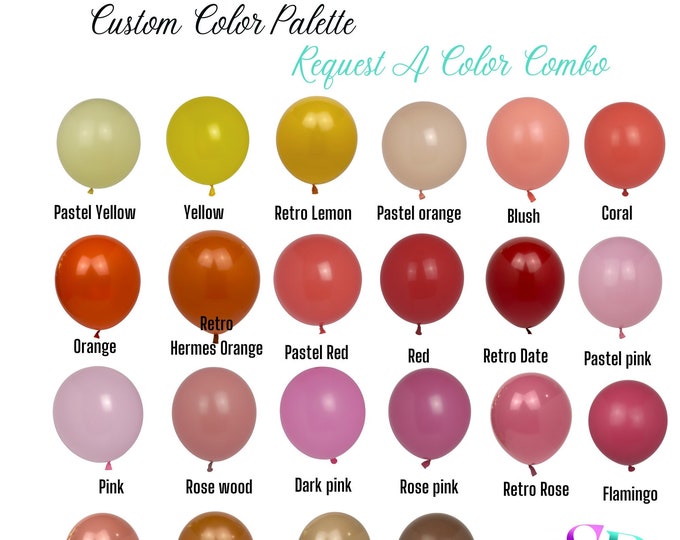 Color Palette Service Request / Custom Color Palette /DIY Balloon Decor  | Events | Party Balloons | Birthday Party | Weddings | Anniversary