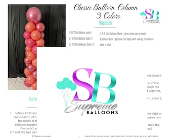 Classic  Balloon Column  Instruction- 2-4  Colors  | Tutorial | Step by Step Plan | Beginner Friendly