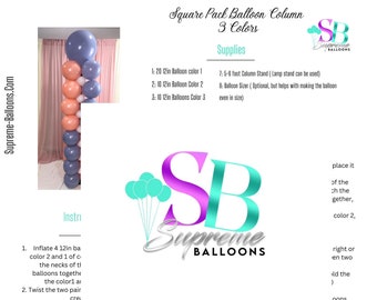 Square Pack Balloon Column  Instruction- 2-4  Colors  | Tutorial | Step by Step Plan | Beginner Friendly