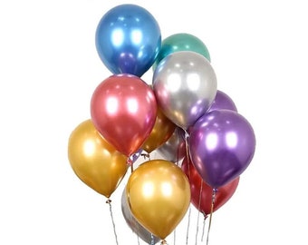 10 Pk Chrome Balloons  | Event Decor | Party Balloons | Birthday Party | Weddings | Anniversary