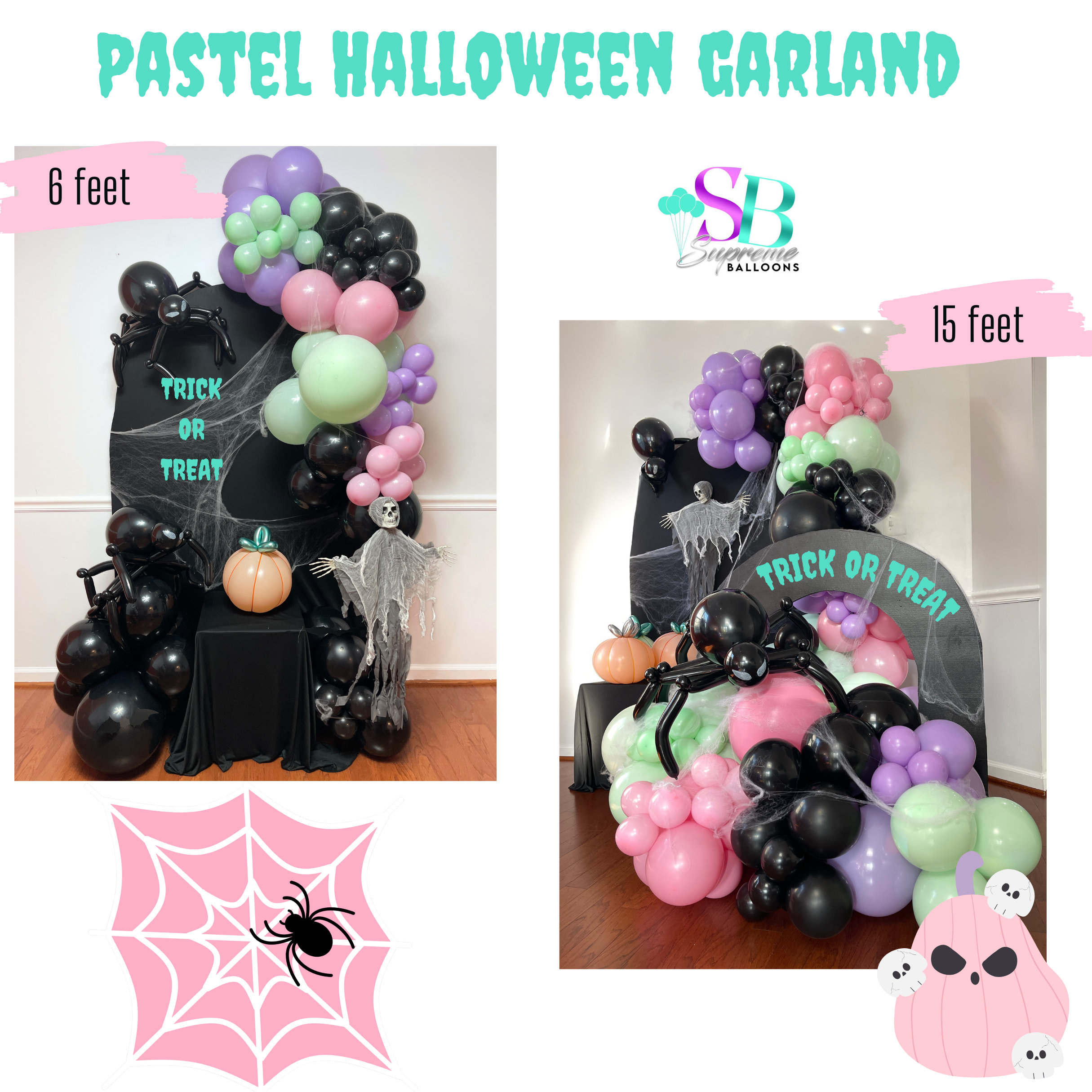 Pastel Halloween Garland, 3 size Garland, Arch, Balloon Wall