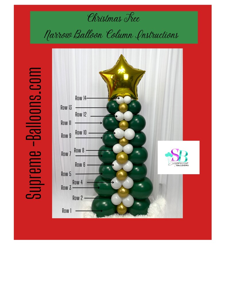 Christmas Tree Narrow Balloon Column Instruction Tutorial Etsy