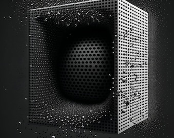 music speaker | music blasting | black and white | sound waves | AI artwork | wall art | digital download | printable wall art