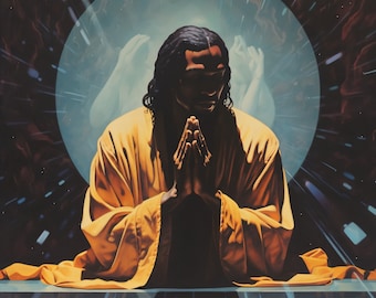 black jesus praying | AI artwork | wall art | digital download | printable wall art