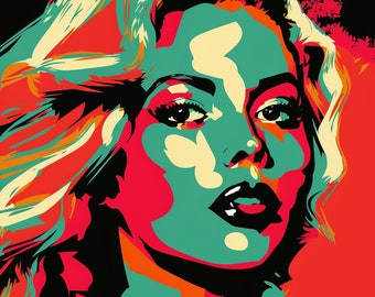 pop art woman | andy warhol-inspired | AI artwork | wall art | digital download | printable wall art