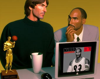 kobe & steve jobs inspired action figure | AI artwork | wall art | digital download | printable wall art