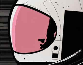 up close astronaut | no face | pink | AI artwork | wall art | digital download | printable wall art