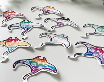 PRIDE Manta Rays pastel vinyl stickers