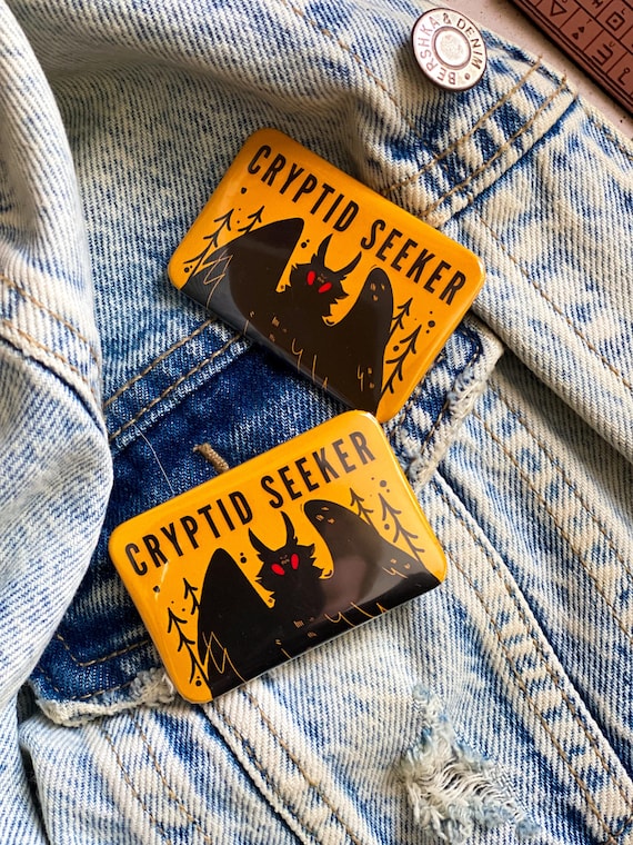 Mothman Cryptid Seeker Pin - Metal Pinback Button
