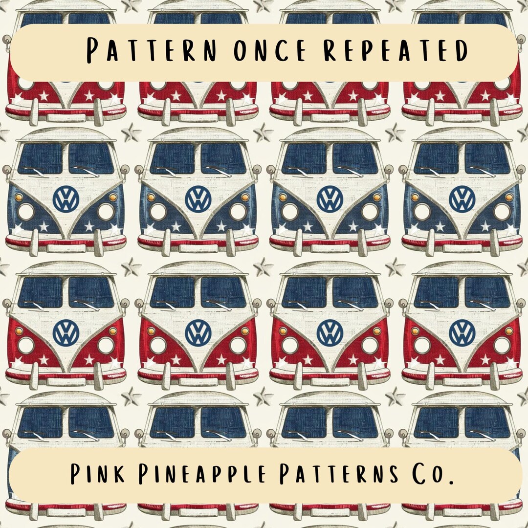 Vw Pattern Seamless VW Camper Pattern, Seamless USA, Camper Pattern, Embroidery ...