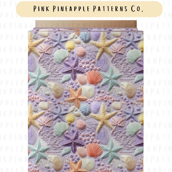 Seamless Starfish pattern, seamless lilac pattern,faux embroidery, ocean embroidery, Girly Starfish pattern, Tumbler pattern