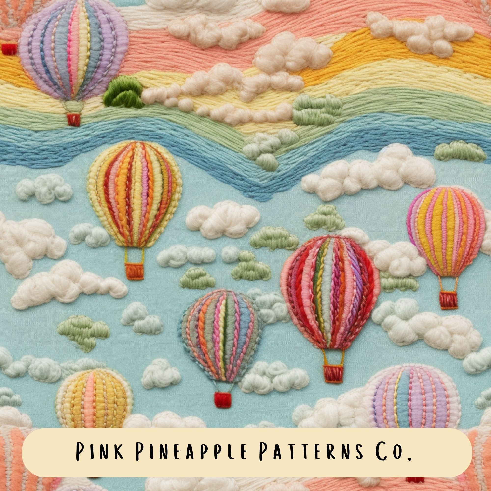 Seamless Hot Air Balloon Pattern, Seamless Rainbow, Rainbow Hot Air ...