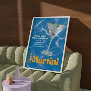Brudny Martini Cyfrowa Sztuka Ścienna, Sztuka Ścienna Wózka Barowego, Plakat Koktajlowy, Wystrój Pokoju W Akademiku, Modne Wydruki, Retro Koktajlowa Drukowana Sztuka Ścienna