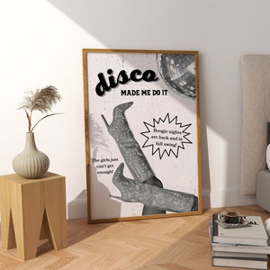 Disco Made Me Do It Digital Wall Art, Black And White Prints, Dorm Room Decor, Bar Cart Digital Art, Retro Disco Prints, Trending Wall Art