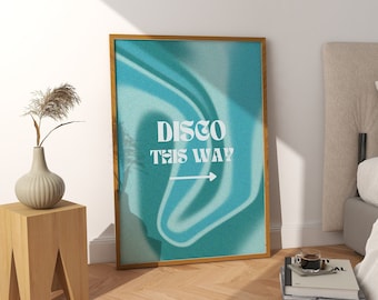 Arte de pared digital disco, impresiones de cocina originales, degradado granulado, arte de pared de galería de impresión divertida, decoración de dormitorio, impresiones de muy buen gusto, arte de pared de moda