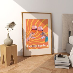Aperol Spritz Digital Wall Art, Feelin Spritz Print, Cocktail Wall Art, Dekoracja pokoju w akademiku, Bar Cart Digital Art, Preppy Wall Art, Trendy Art