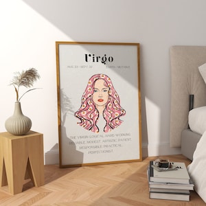 Virgo Digital Wall Art, Retro Zodiac Prints, Grainy Astrology Wall Art, Trendy Wall Art, Printable Posters, Virgo Poster, Spiritual Poster