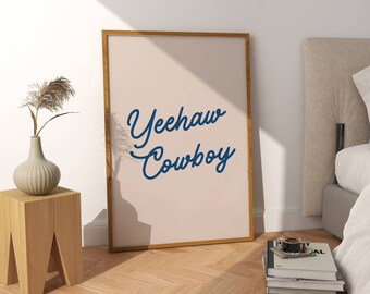 Yeehaw Cowboy Digital Wall Art, Divertenti stampe occidentali, Arte della parete del sud, Arredamento del dormitorio, Arte della parete occidentale minimalista, Arredamento dell'appartamento