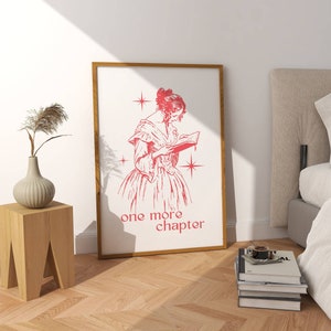 Arte de parede digital de mais um capítulo, decoração de recanto de leitura, presente para amantes de livros, arte de minhoca de livro, arte de parede vintage, decoração de recanto de livro, leia mais livros