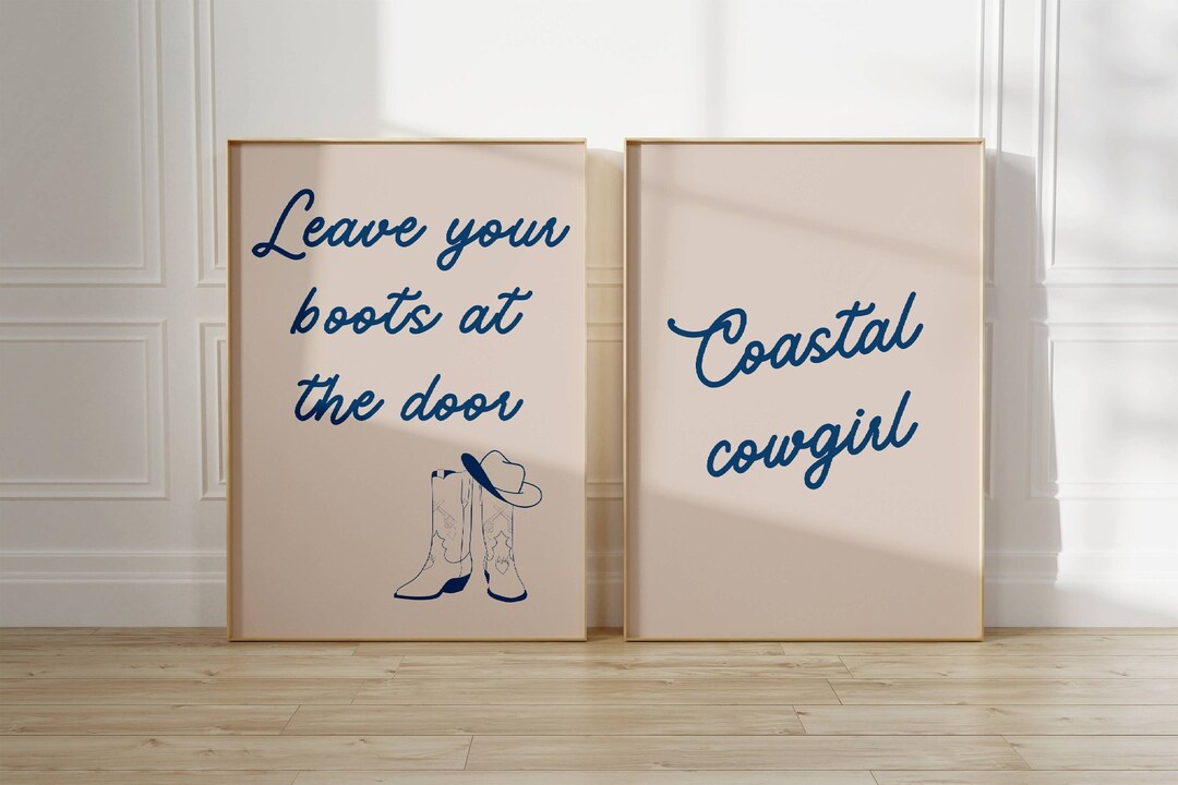 Set of 2 Coastal Cowgirl Digital Wall Art Prints, Western Wall Decor ...