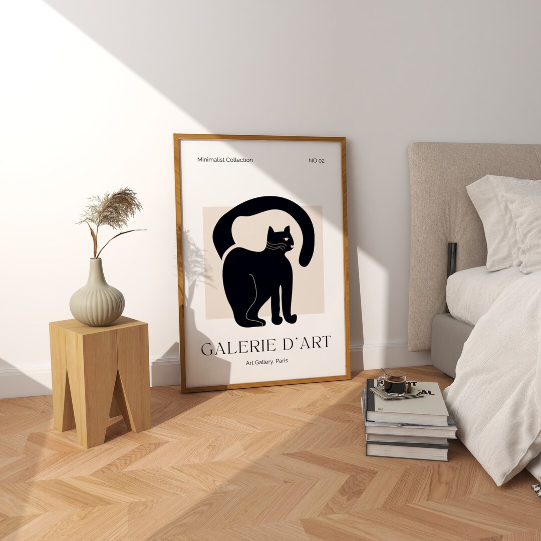 Matisse Black Cat Digital Wall Art, Minimalist Prints, Trendy Wall Art ...