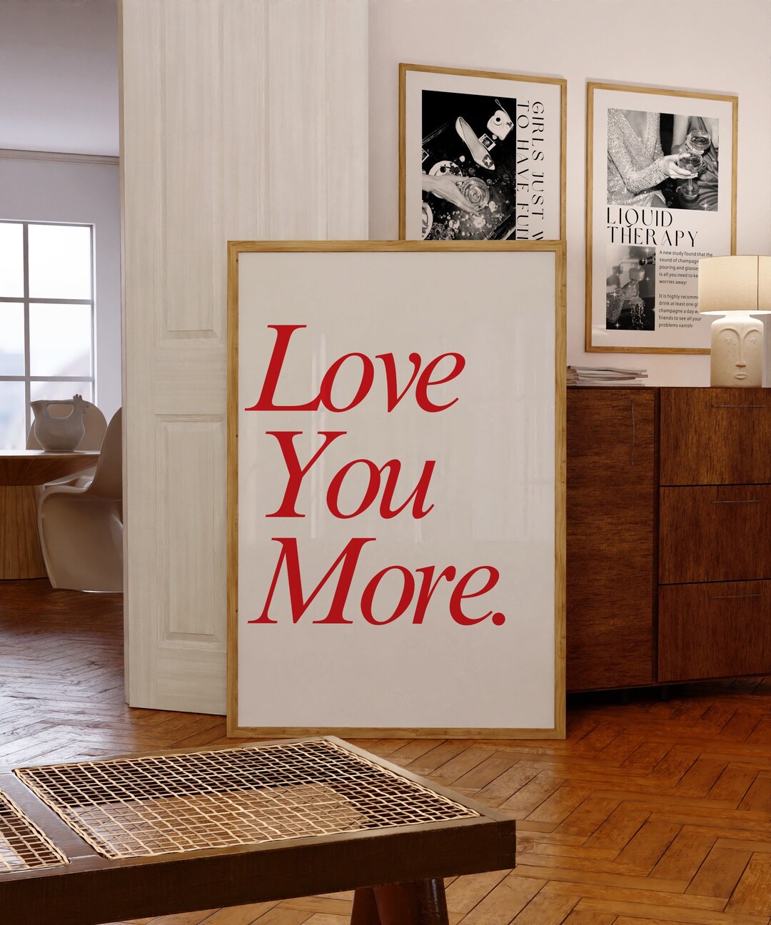 Love You More Digital Wall Art, Trendy Love Art, Red Wall Art