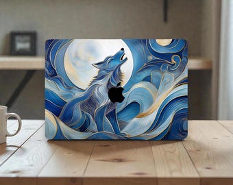 Wolf-Laptop-Skin – Künstlerischer Ozean-Wolf-Laptop-Skin
